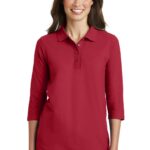 Port Authority® Ladies Silk Touch™ 3/4-Sleeve Polo. L562 - Red, L