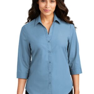 Port Authority® Ladies 3/4-Sleeve Carefree Poplin Shirt. LW102